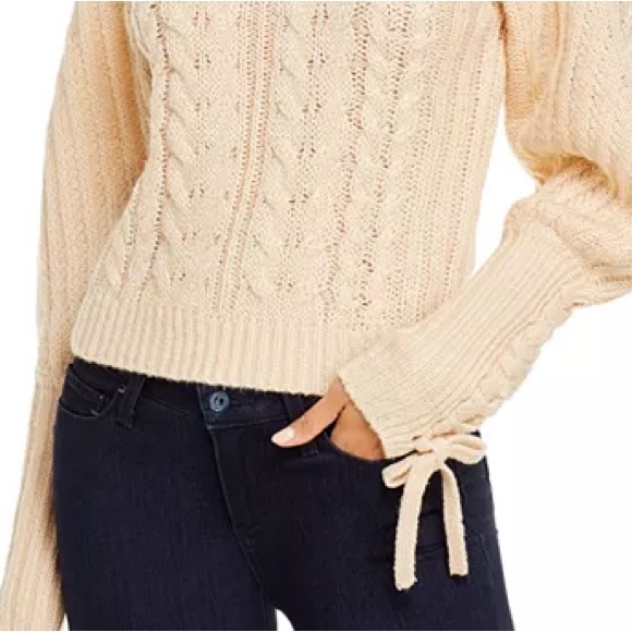 525‎ America Women's Cream Cable Knit Puff Sleeve Sweater Size M - Picture 8 of 16